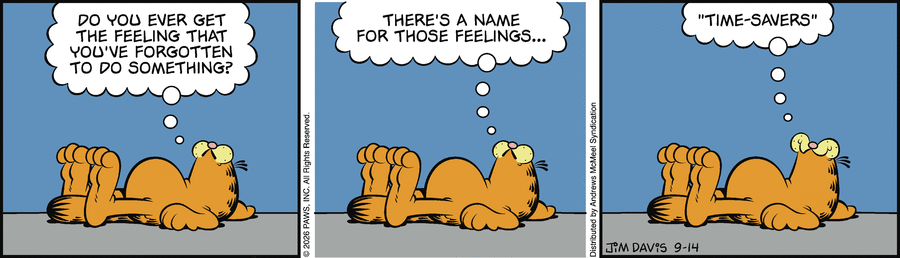 Garfield comic strip for Monday, September 14, 2026