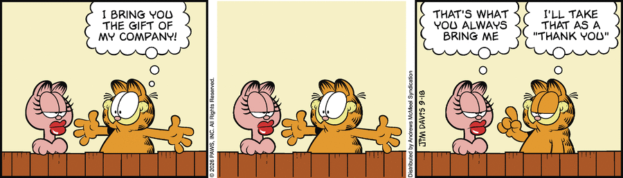 Garfield comic strip for Friday, September 18, 2026