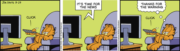 Garfield comic strip for Tuesday, September 29, 2026