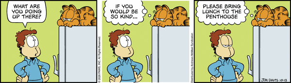 Garfield comic strip for Tuesday, October 13, 2026